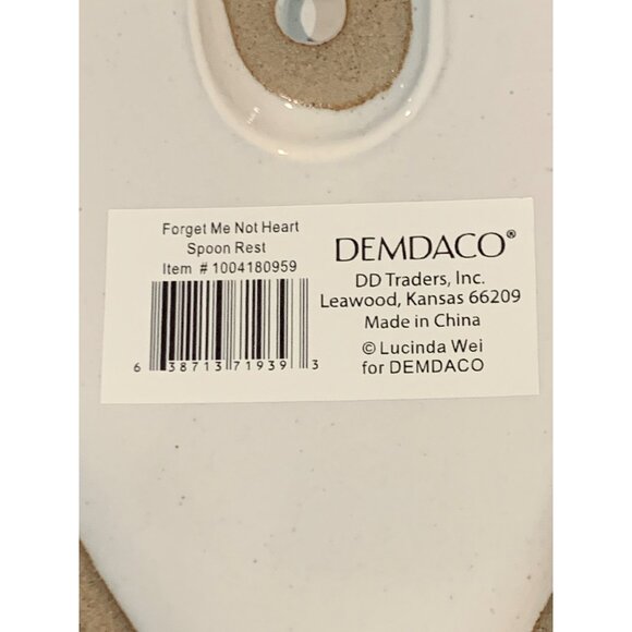 Forget Me Not Heart Shaped Ceramic Spoon Rest By DEMDACO NWT - Picture 3 of 5